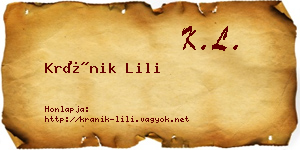 Kránik Lili névjegykártya